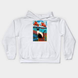 Abstract Landscape of Siamese Cat Kids Hoodie